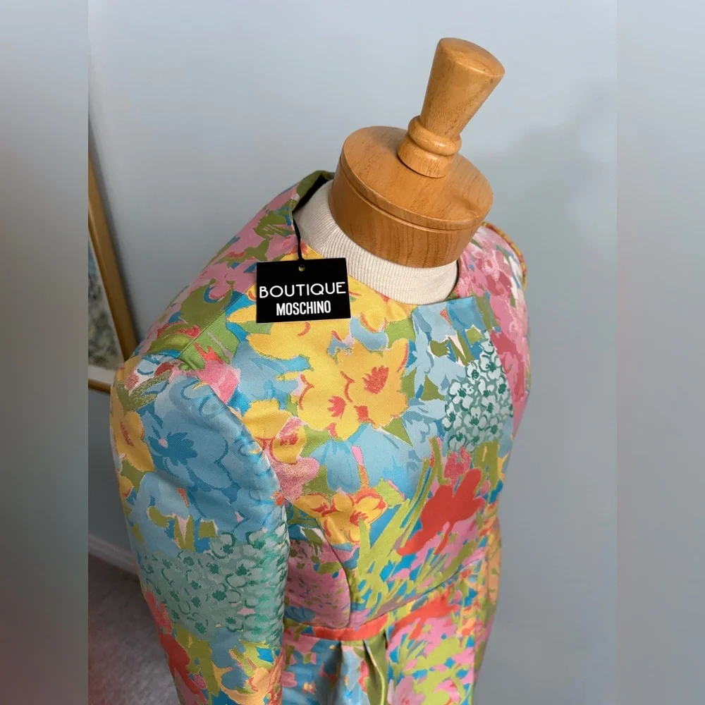 Boutique Moschino NWT Italian Floral Couture Dress Size 12 – Made in Italy - Picture 4 of 14